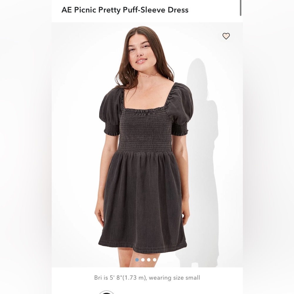 AE Picnic Pretty Puff Sleeve Smocked Mini Dress Sz Small